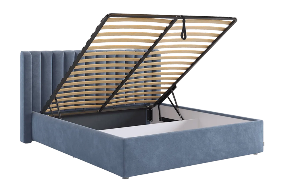 Кровать с подъемным механизмом Ева 160х200 см (галька,графит,капучино,крем,латте,мята,пудра,топаз (велюр))