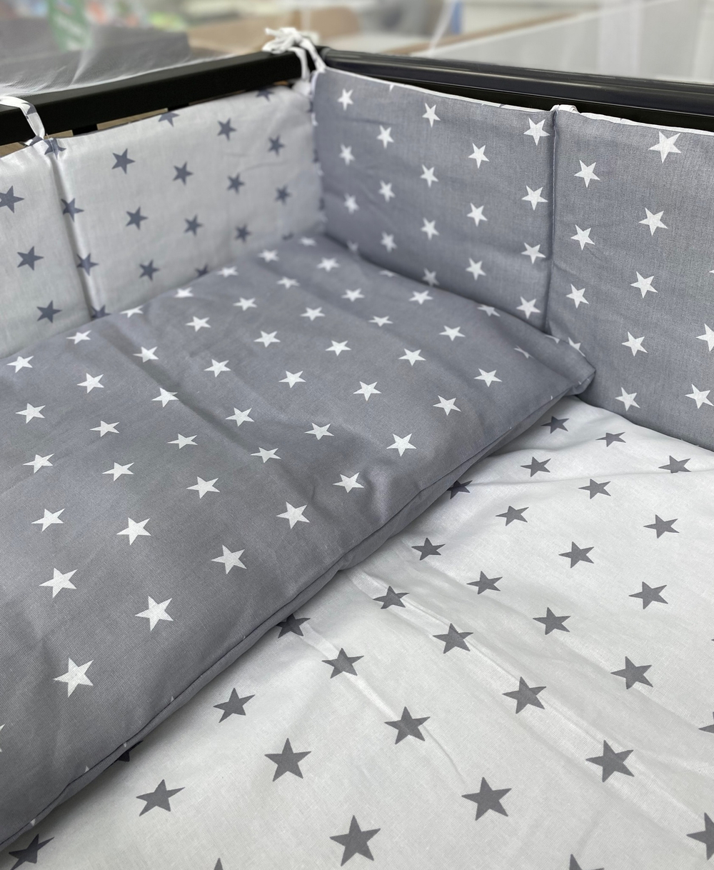 Комплект в кроватку 7-ми предметный "Ноченька", серый