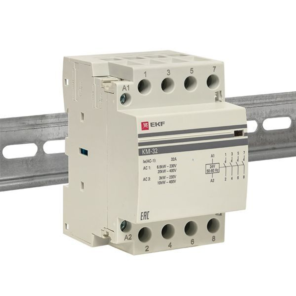 Контактор модульный КМ 32А 4NО (3 мод,) 24В АС EKF PROxima