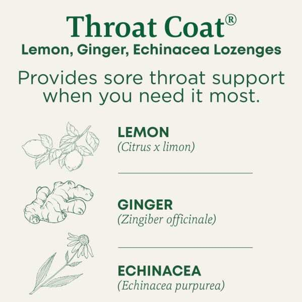 Traditional Medicinals, Organic Throat Coat®, капли для горла с лимоном и имбирем, 30 капель для горла с пектином