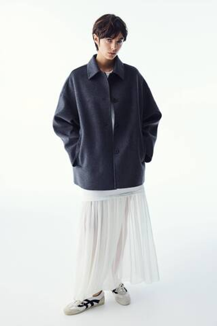 H&M Пальто ручной работы из смесовой шерсти, темно-серый