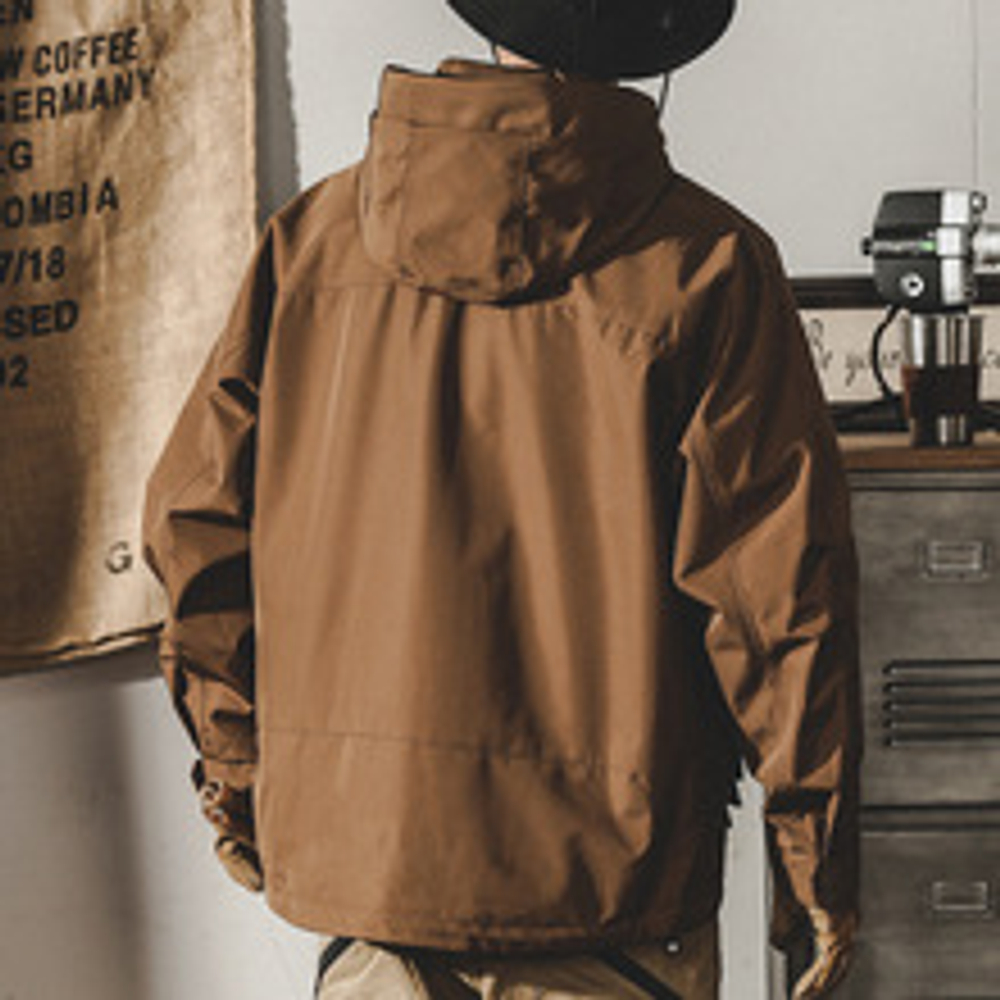 Классическая Ретро Рабочая одежда куртка с капюшоном и накладными карманами весенне-осенняя куртка.