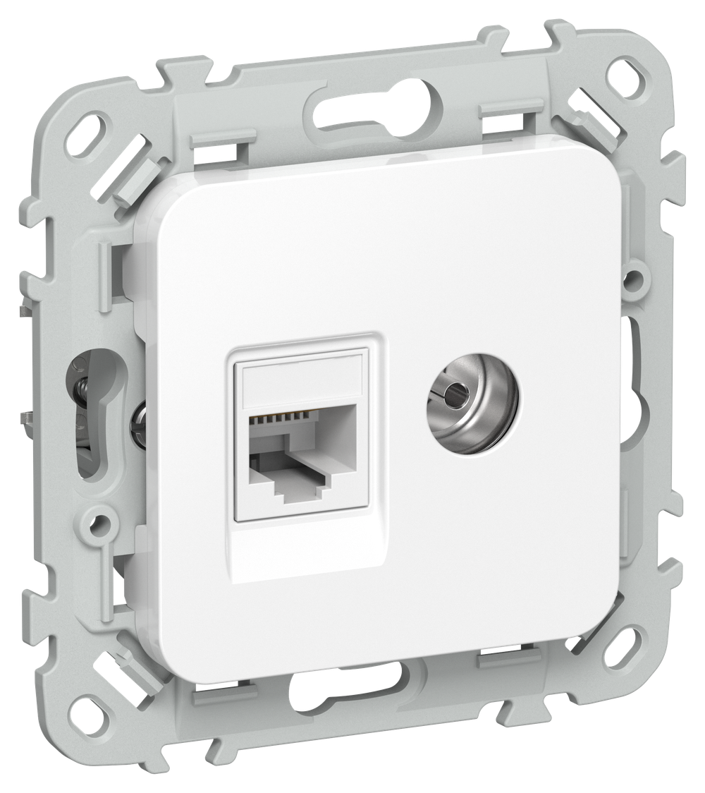 FLITE Розетка 2-местная RJ45/TV категория 5Е UTP РКТВ5е-2-0-ФлБ белый IEK