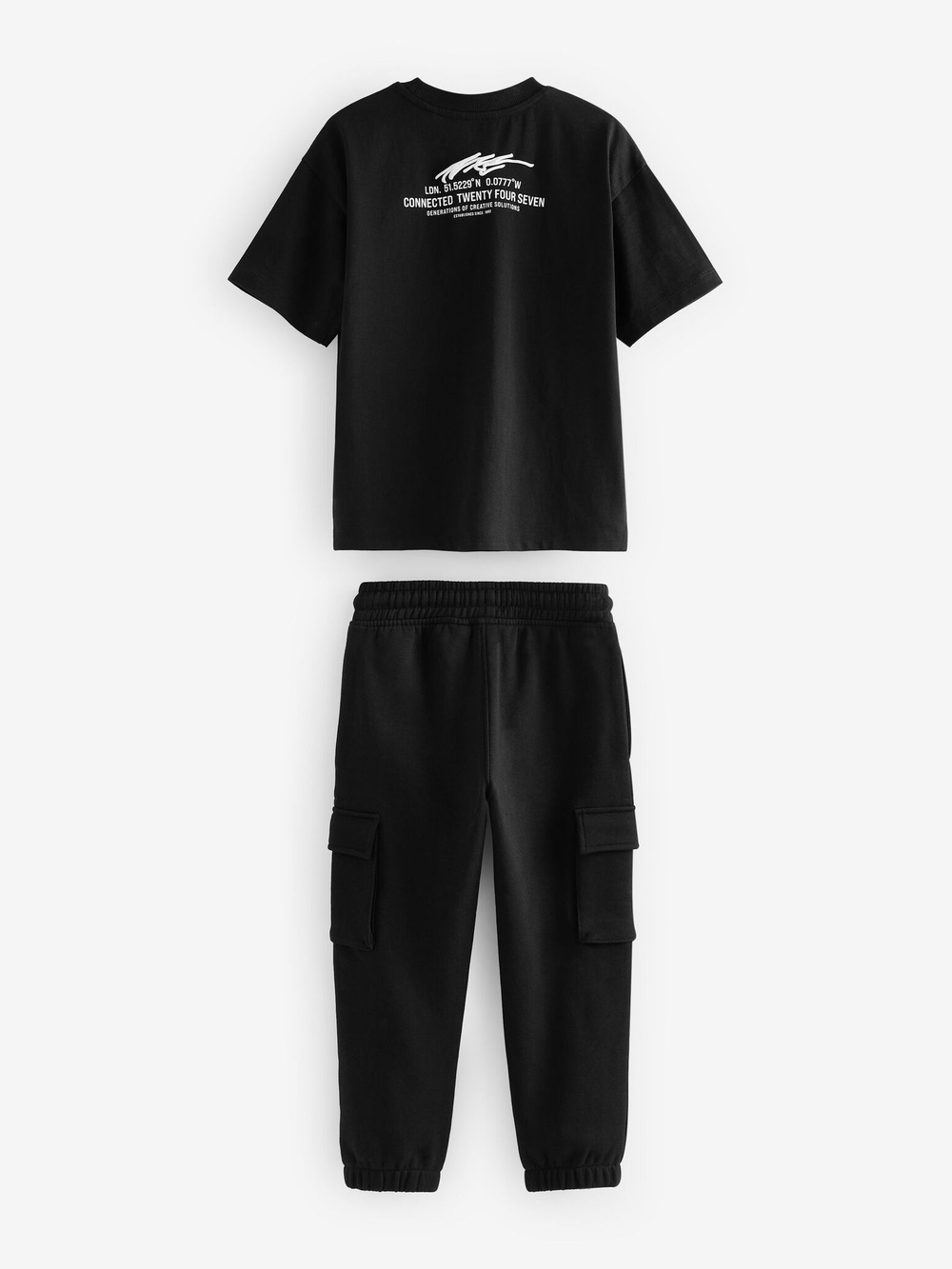 Футболка и брюки карго в комплекте для мальчика Next B01-248, Черный