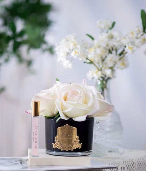 Букет из 5 светло-розовых роз в черной вазе, Cote Noire