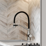 Смеситель для кухни Sancos Orta с гибким изливом, цвет брашированный никель/черный, арт. SC4008BN