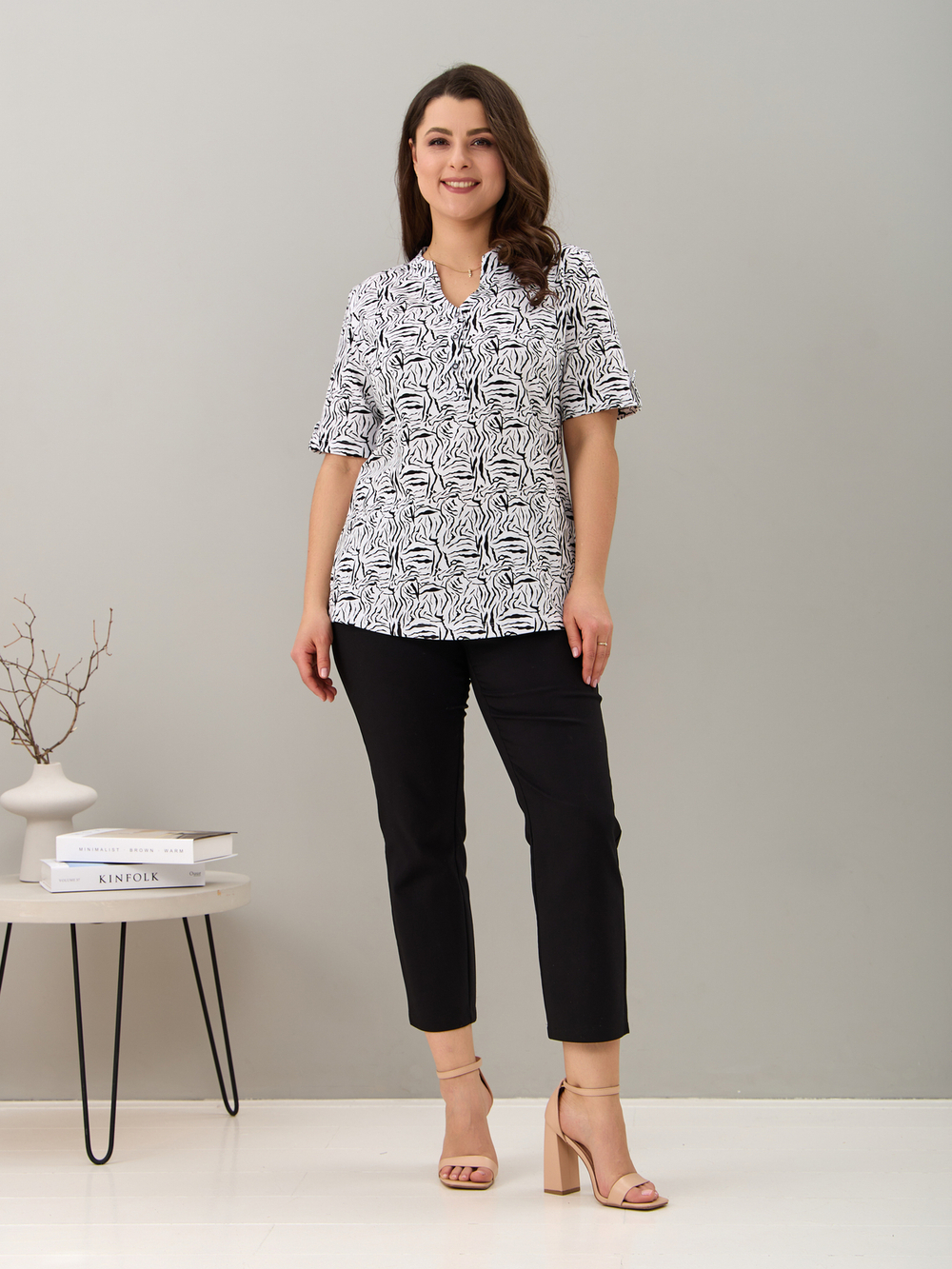 Блузка БЛ-122/белый-зебра