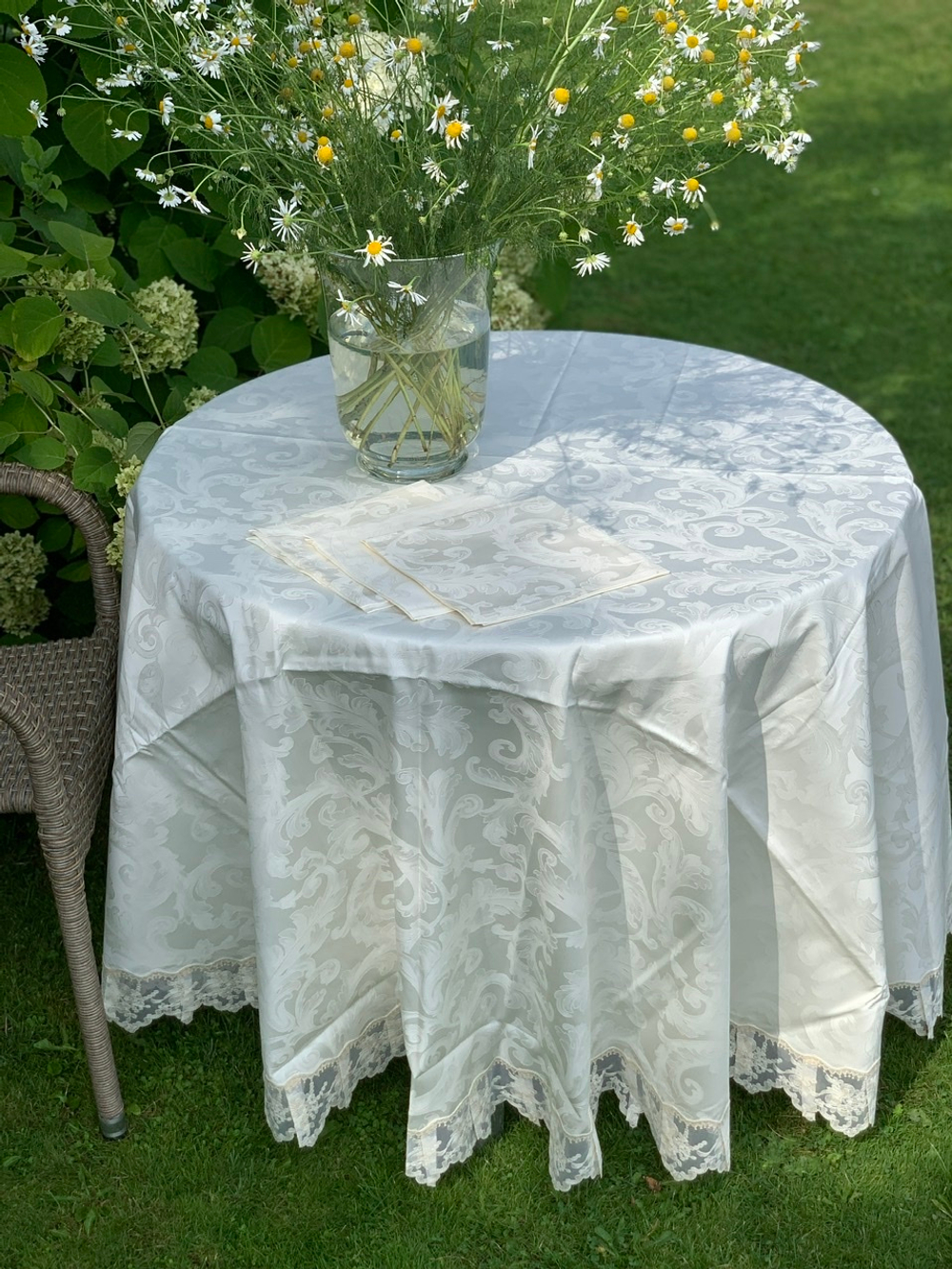 Скатерть 220 и 12 салфеток Palombella Valeria Gioiello сливочные