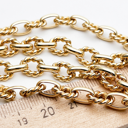 Цепочка, цвет золото, размер звена 10,5*8,5 + 9,8*6,5 мм, цена за отрезок 25 см