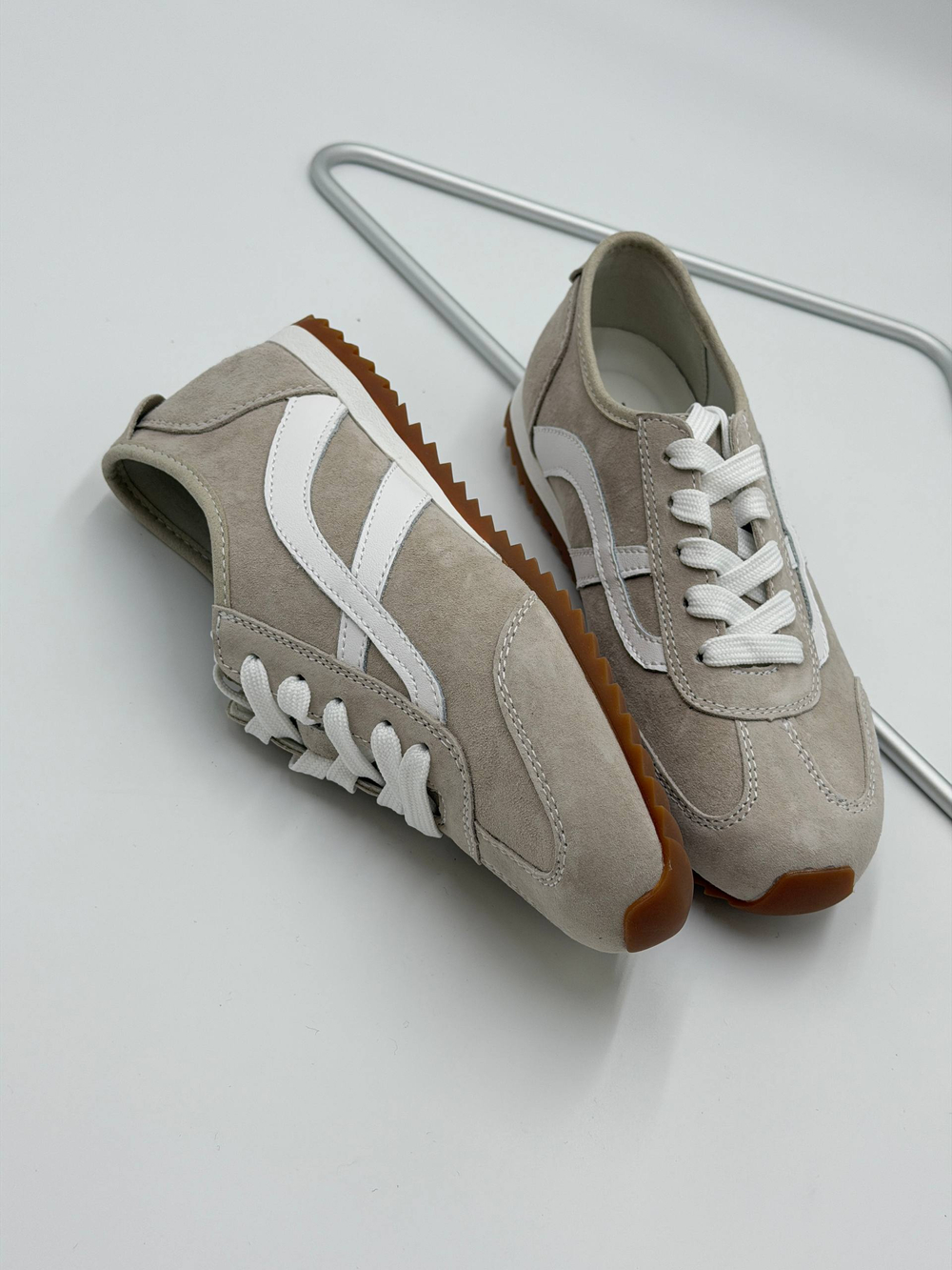Кроссовки женские натуральная кожа арт. 251-5 цвет "бежево-серый"