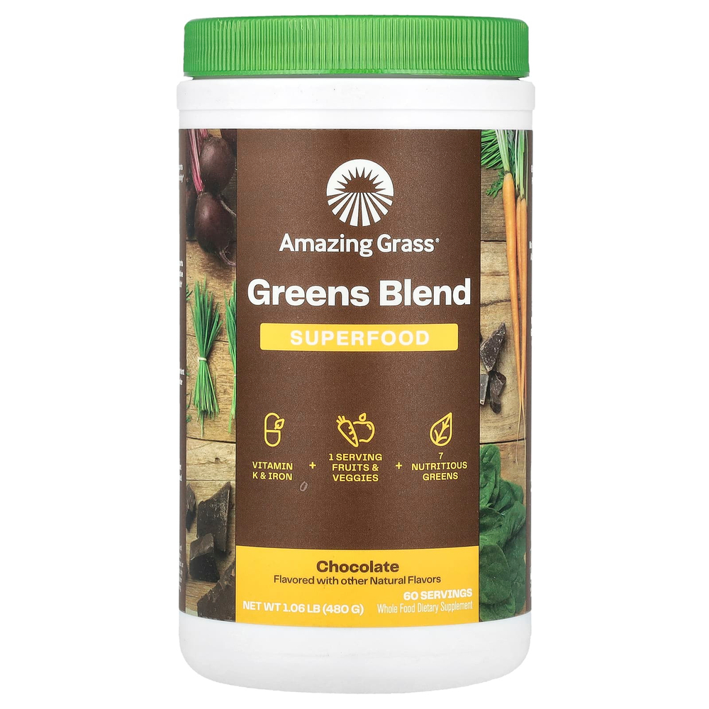 Amazing Grass, Greens Blend Superfood, шоколад, 480 г (1,06 унции)