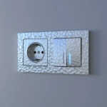 Выключатель двухклавишный с подсветкой (серебряный) W1220106