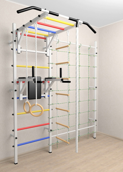 Шведская стенка Sv Sport усиленная 629 (Турник рукоход/Брусья/Канат/Kольца/Лестница/Канатный лаз/Сетка)