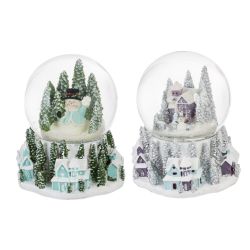 GAEM Фигур декор в стекл шаре "Снеговик/Дом" (подсв, муз, вьюга, AAAх3 н/п), D 10 см, L12 W11,5 H14 см, 2