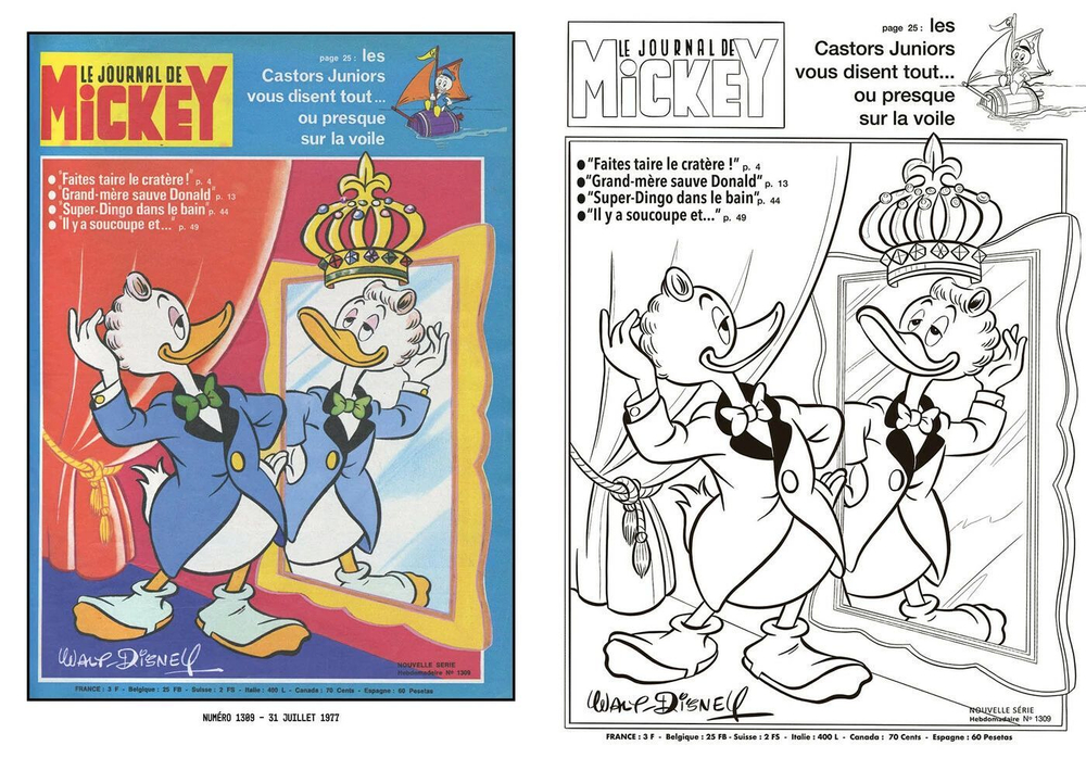 Раскраска по номерам Coloriages mysteres Disney Le Journal de Mickey / Журнал Микки / 9782017285564