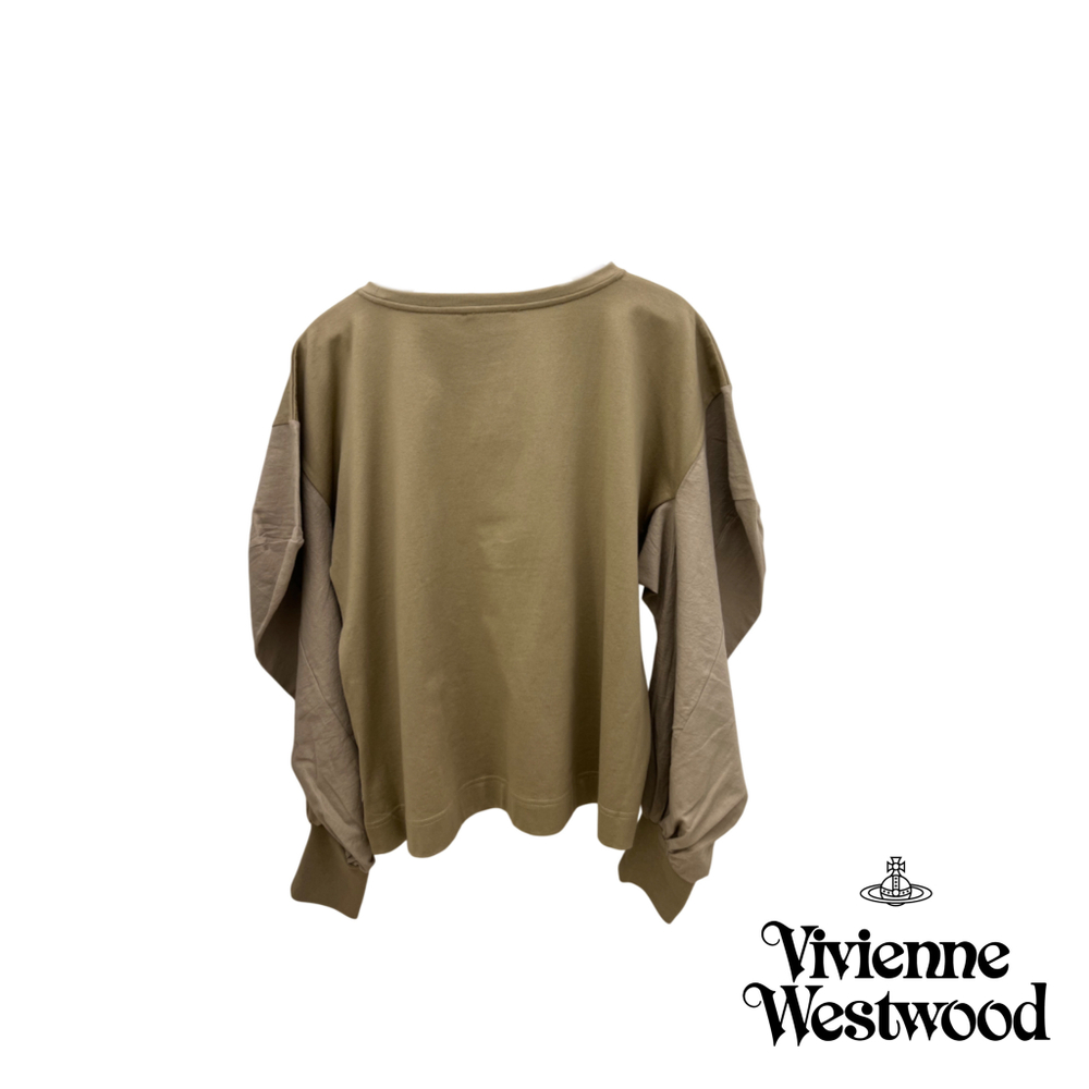 VIVIENNE WESTWOOD RED LABEL ЛОНГСЛИВ БЕЖЕВЫЙ С ВЫШИВКОЙ С ОБЪЕМНЫМИ РУКАВАМИ