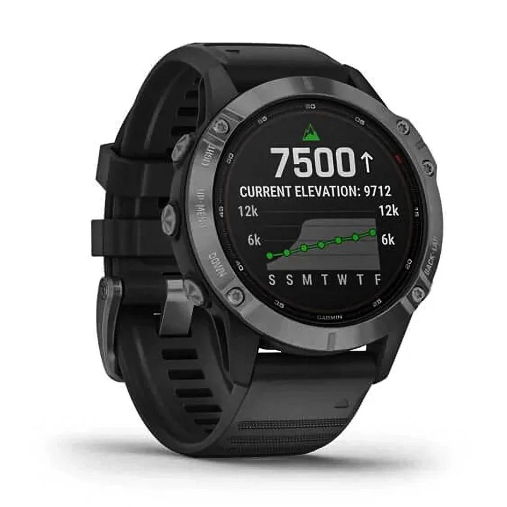 Спортивные наручные часы Garmin Fenix 6 Pro Solar серый с черным ремешком 010-02410-15