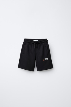 ZARA СПОРТИВНЫЕ ШОРТЫ ИЗ МОДАЛА, ЧЕРНЫЙ