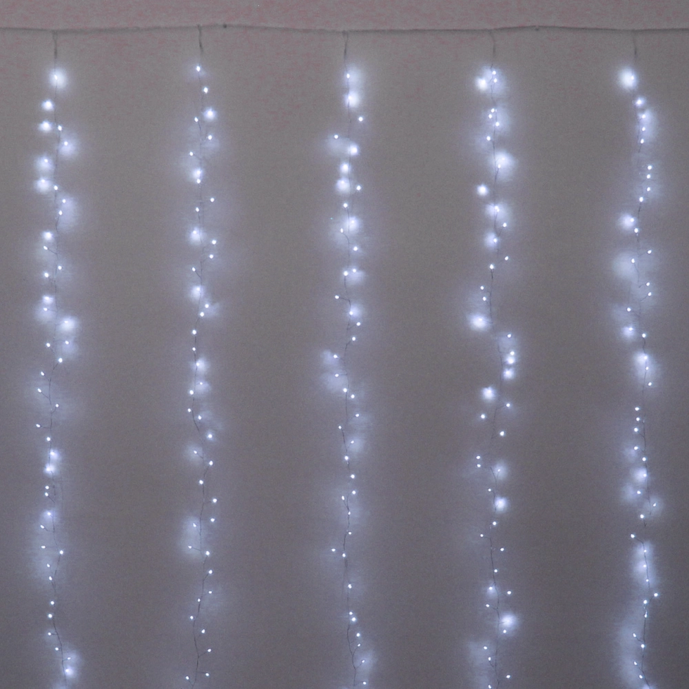 Гирлянда для дома ЗАНАВЕС 3м*3м 900 ламп LED «Мишура», IP-20, 8 режимов. Белый (возможность соединения)