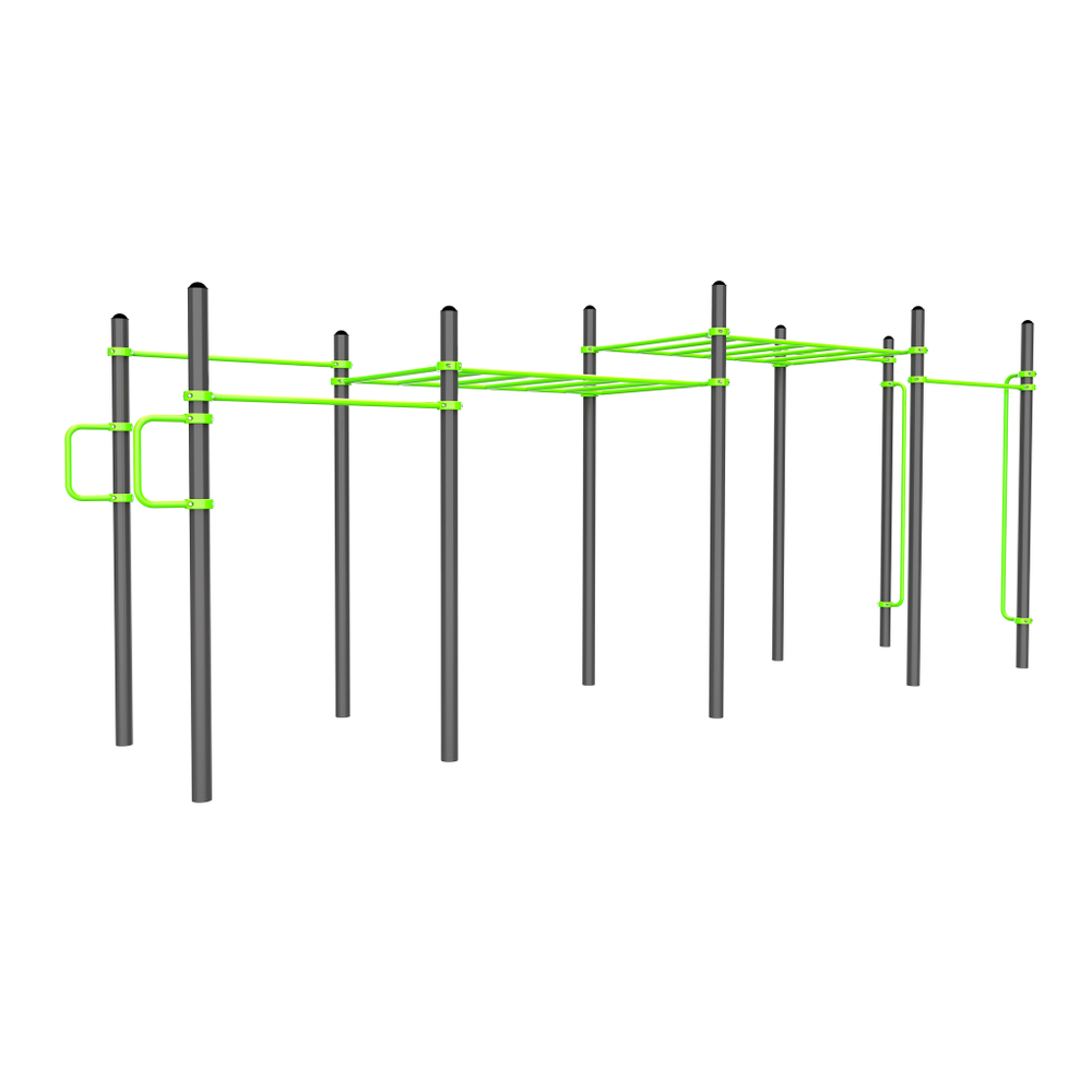 W324 Воркаут (поручни, 2 турника, рукоход клас. 2 ур., 2 перекладины, перекладины верт.) ZAVODSPORTA