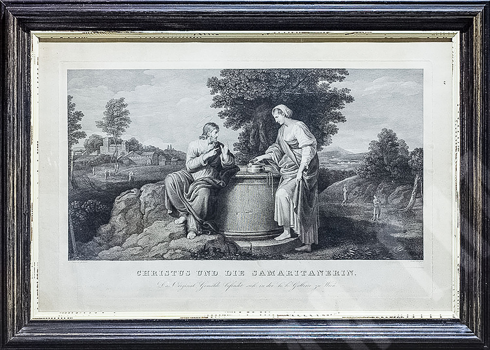 Карл Генрих Раль (1779 - 1843). Христос и Самарянка у колодца. Гравюра по металлу.19 в.