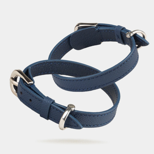 Ошейник Jumbo 13 мм из кожи сафьяно, синего цвета