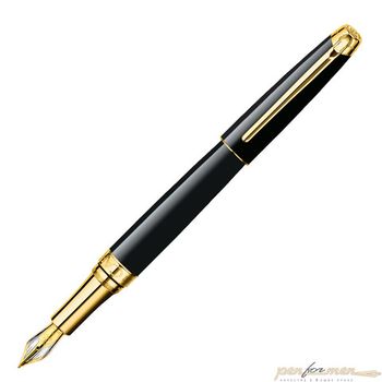 Перьевая ручка Carandache Leman Ebony black lacquered GP (F) латунь лак отделка позолота (4799.272)