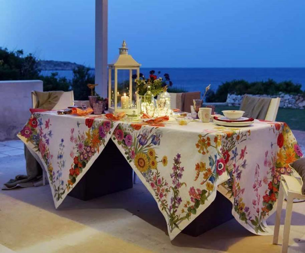 Скатерть Tessitura Toscana Telerie Floralia Cream