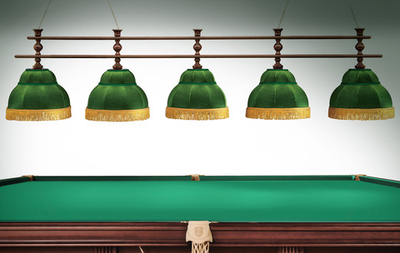 Лампа Аристократ-2 5пл. ясень (№1,бархат зеленый,бахрома желтая,фурнитура золото)