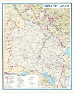 КАРТА АБАЙСКОЙ ОБЛАСТИ ламинированная 2022 год