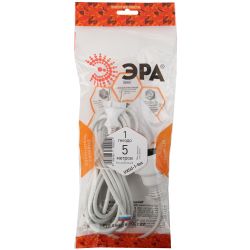 Удлинитель электрический ЭРА UX-1-5m без заземления 1 розетка 5м ПВС 2x0,75мм2 6А