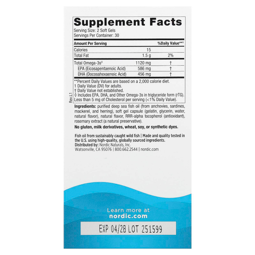 Nordic Naturals, Ultimate Omega® мини, со вкусом клубники, 60 мини-капсул (560 мг в 1 капсуле)