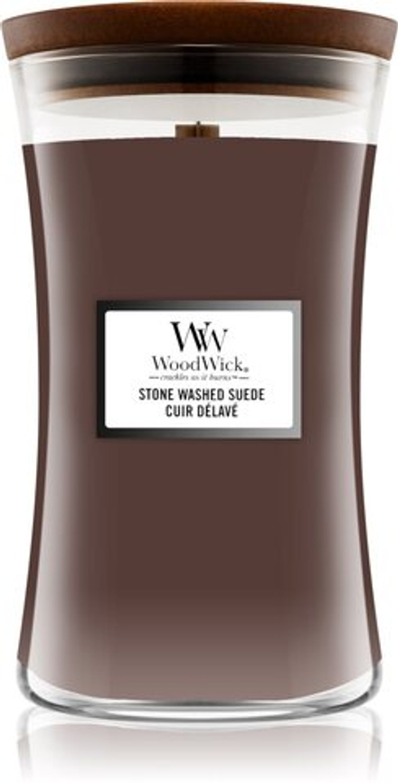 Woodwick Stone Washed Suede - ароматическая свеча с деревянным фитилем /   609.5  g  / GTIN 5038581103013