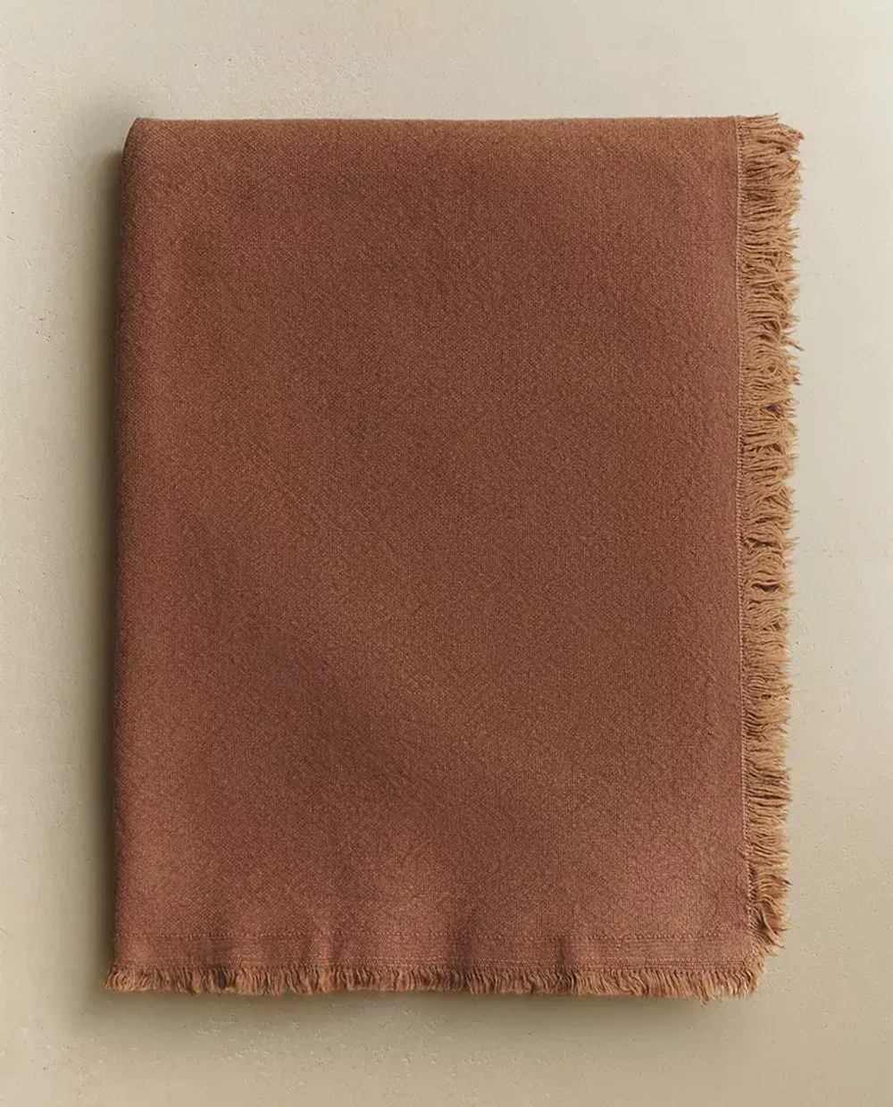 ZARA HOME ПЛЕД ИЗ СМЕСОВОГО ЛЬНА, ТЕРРАКОТОВЫЙ