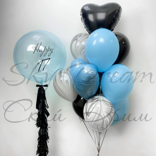 Композиция из шаров на 17 лет Лаконичная