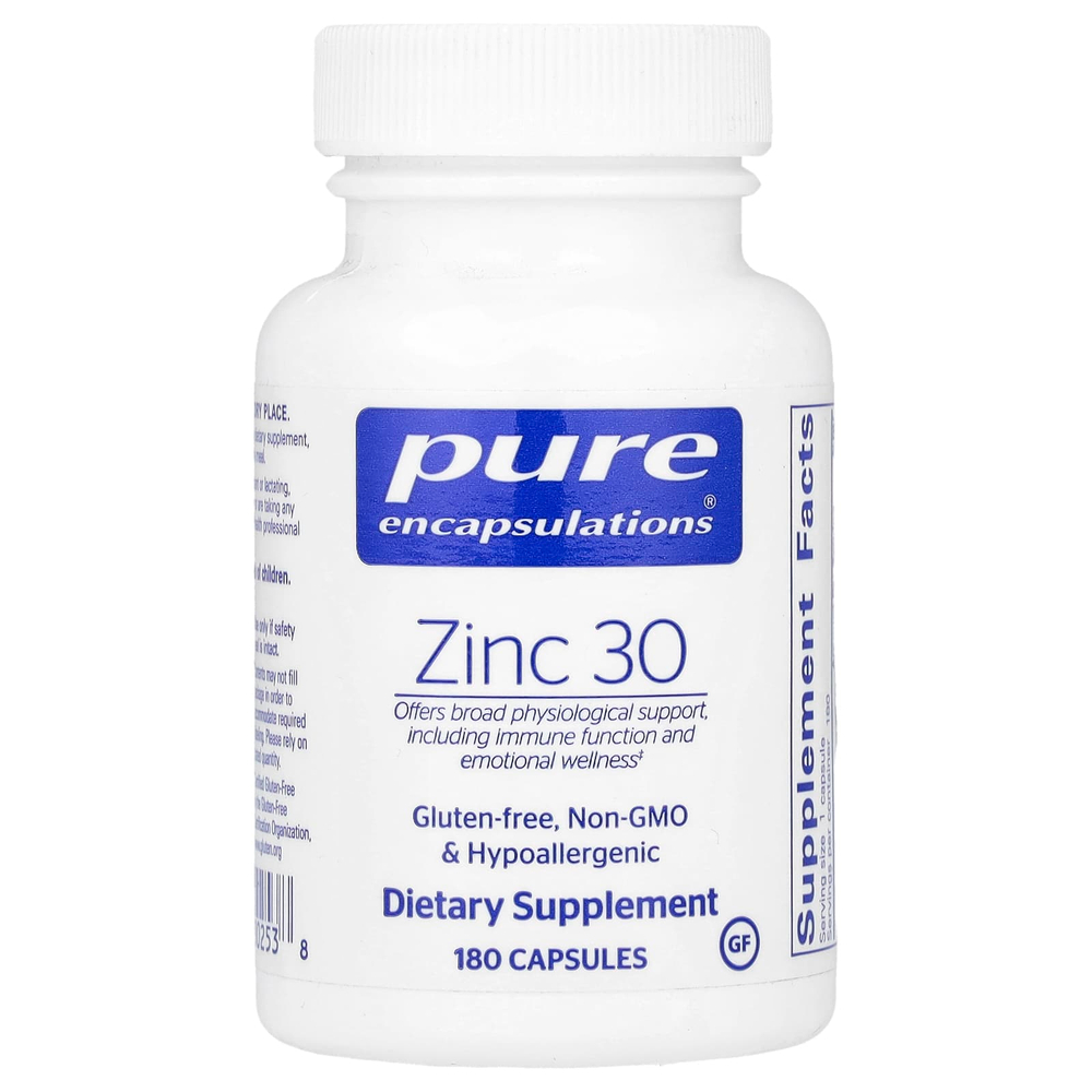 Pure Encapsulations, Цинк 30, 180 капсул (30 мг в капсуле)