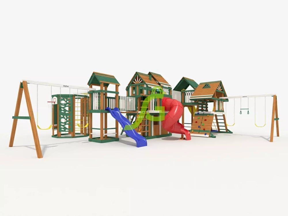 Большая детская игровая площадка с домиком