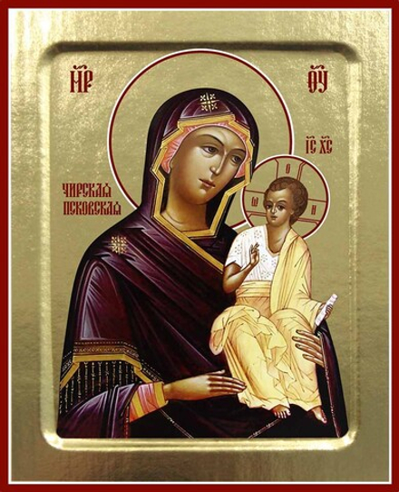 Икона Пресвятой Богородицы, Чирская (Псковская) на дереве: 125 х 160 (Синопсисъ)