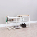 Подставка для обуви "Альфа 33" с сиденьем и ящиком, белая