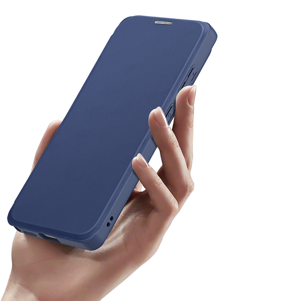 Чехол книжка синего цвета с MagSafe для Samsung Galaxy S26 Ultra, серия Skin X Pro Series от Dux Ducis