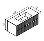 Тумба с раковиной ORKA Moonlight 120 подвесная, синий матовый