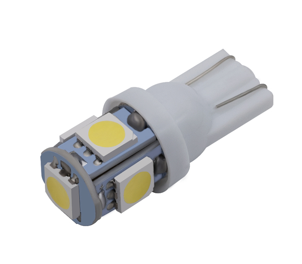 Светодиод 24V T10  5SMD 5050 WHITE (без цок.) X0025-24v