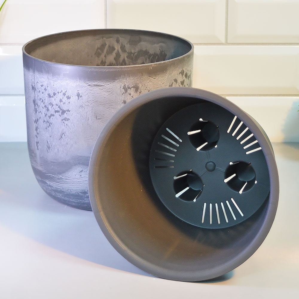 Кашпо Микрит 3,7л d220мм со вставкой, серый слайн