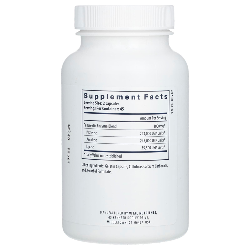 Vital Nutrients, панкреатические ферменты, 90 капсул