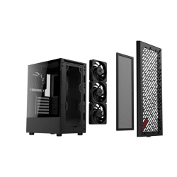 Корпус для компьютера XPG VALOR AIR black / ATX / tempered glass / 4x 120mm black fans / front magnet filter / VALORAIRMT-BKCWW