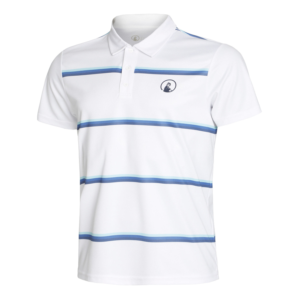 Мужское теннисное поло Quiet Please Ocean AOP Stripe Tournament Polo Men - White, Dark Blue