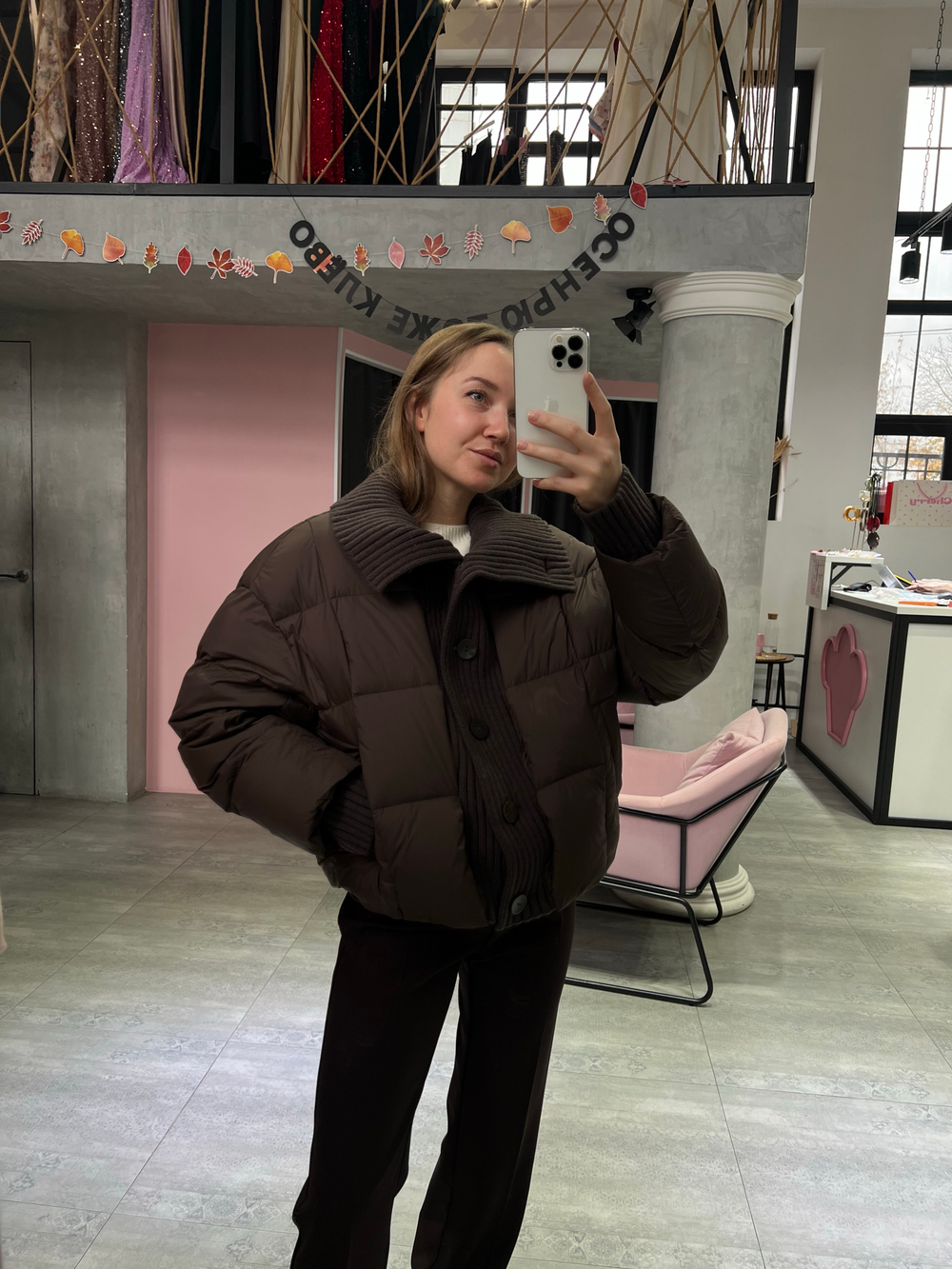 Пуховик Knitty горький шоколад