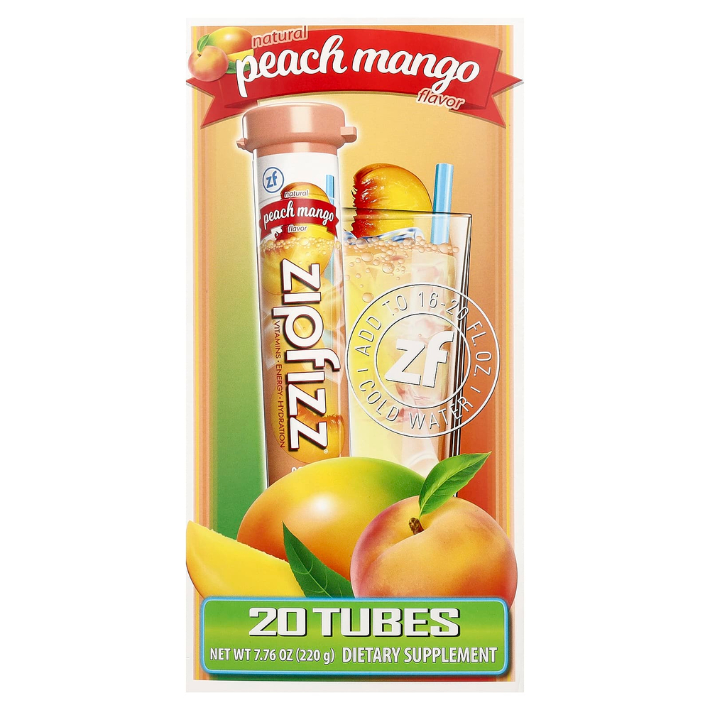 Zipfizz, Energy Drink Mix, персик и манго, 20 тюбиков по 11 г (0,39 унции)