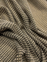 Жаккард шерсть с п/э и люрексом в бежево-золотую полоску