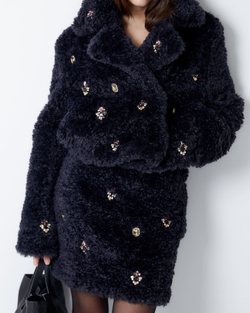 Шуба из искусственного меха Стелла Маккартни иссиня-черный